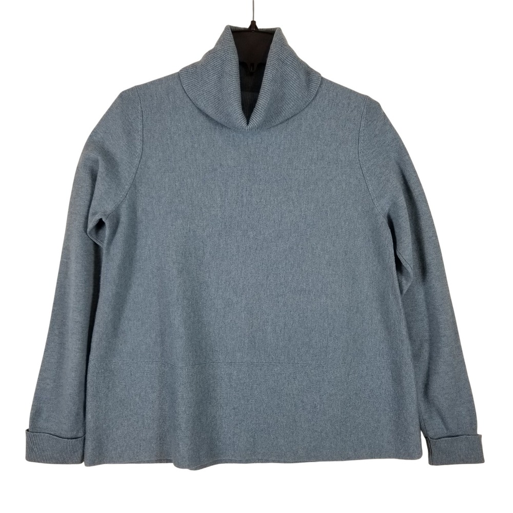 Repeat Easy Knit Blue Wool Cashmere Turtleneck Sweater Womens 38 200074 W18.1